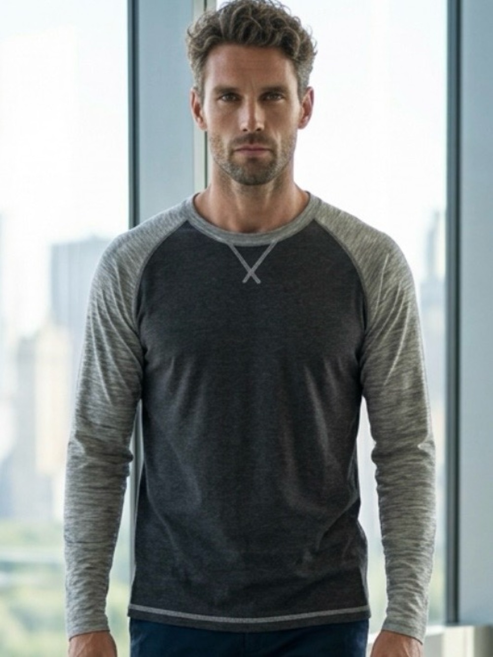 2 for $30 | Pierre Cardin Dark Charcoal Raglan Long Sleeve